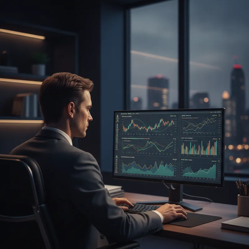 panel de señales de mercado impulsado por IA con gráfico de tendencia en vivo y niveles de confianza